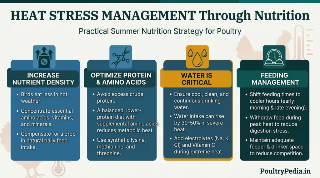 Four nutrition strategies for heat stress in poultry
